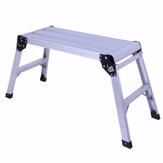 Aluminum Work Platform Drywall Step up Folding Work Bench|Portable Stool Ladder with Non-Slip Mat and Side Handle